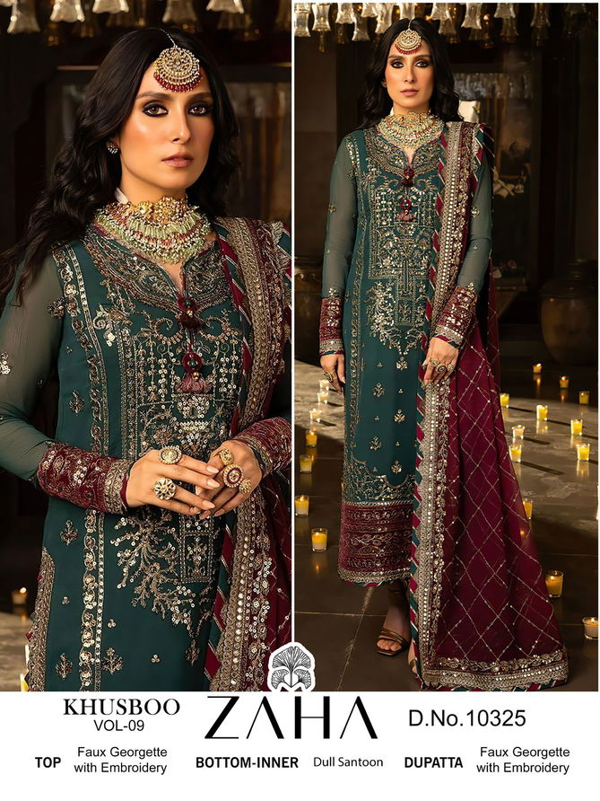 Khusboo Vol 9 By Zaha Georgette Pakistani Suits Wholesale Market In Surat
